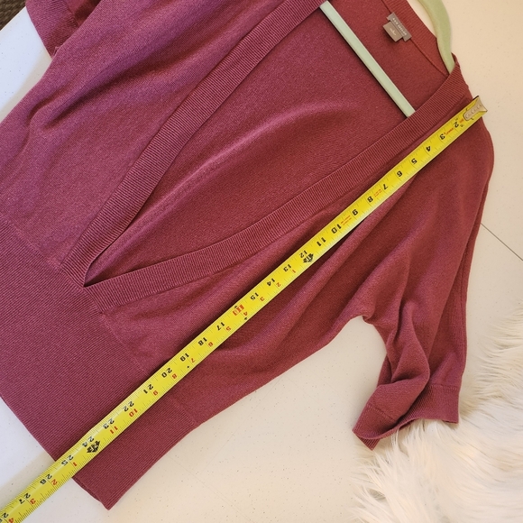 Ann Taylor Short Sleeve Sweater Deep V-Neck Pink Size Large Office Work Winter - Picture 10 of 10
